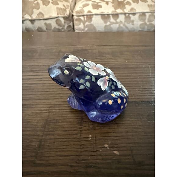 Vintage Fenton Purple Amethyst Glass Hand-Painted Frog - Picture 1 of 7